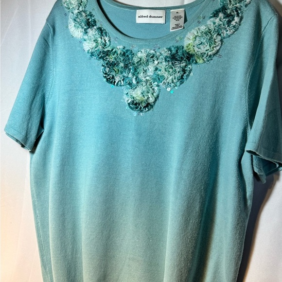 Alfred Dunner Teal Embellished Sweater (XL): - Picture 5 of 8